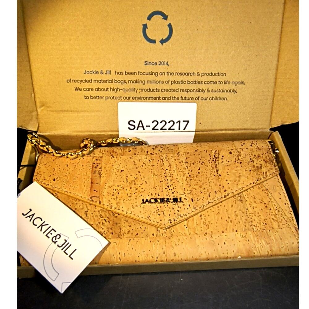 1478.  Jackie & Jill Cork Envelope Clutch New in Box